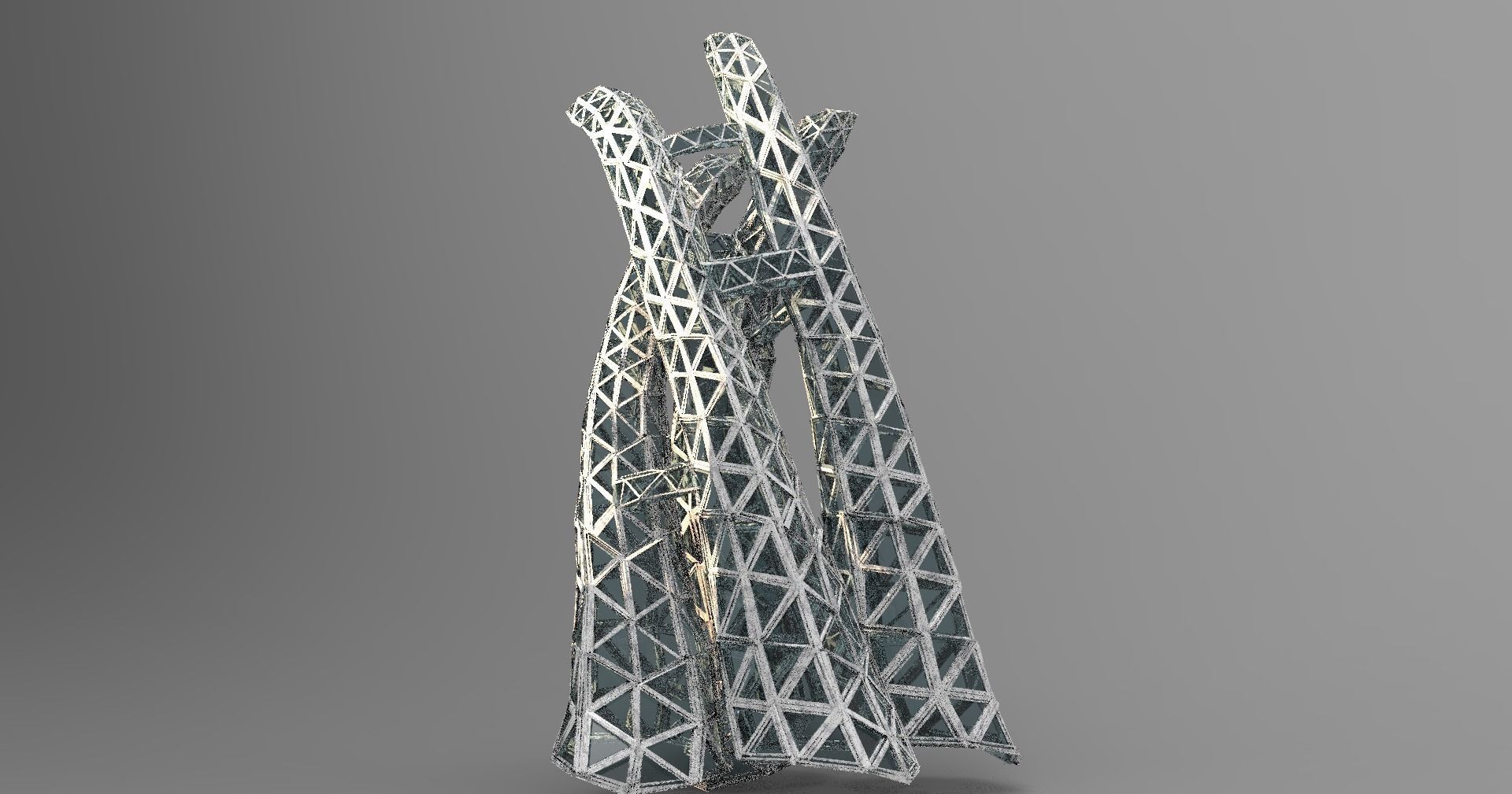Glass pyramid Elite Tower Complex kitbash 3D model_1