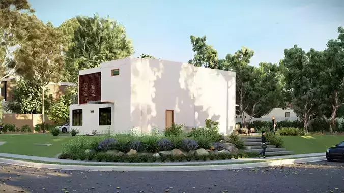 L Shape 3D House Model Low-poly 3D model