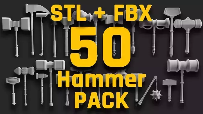 50 Hammer Pack stl fbx obj