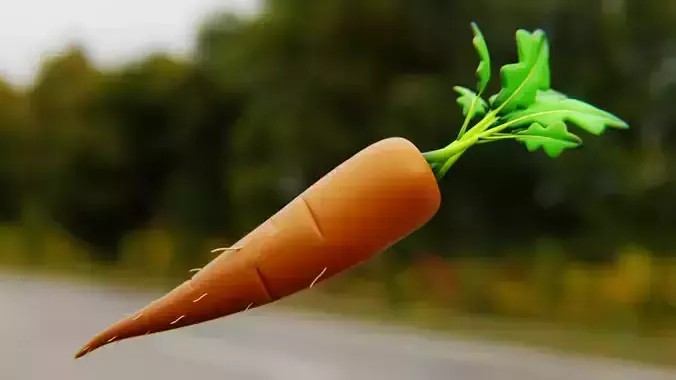 Cartoon Carrot - Stylized Low-Poly Vegetable 3D Model 3D model