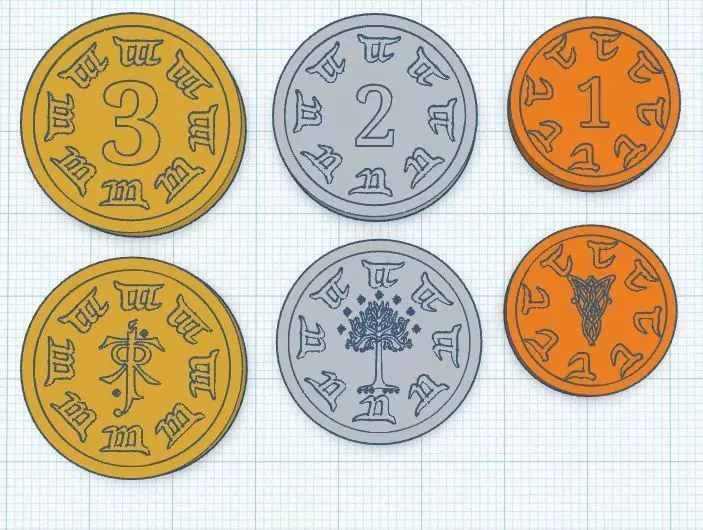 LORD OF THE RINGS DUEL FOR MIDDLE EARTH BOARD GAME CUSTOM COINS 3D model_0