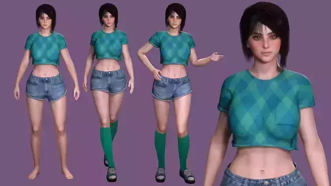 Josie ver2 -AAA Realistic Female Character Low-poly 3D model Low-poly 3D model Josie ver2 -AAA Realistic Female Character Low-poly 3D model Low-poly 3D model