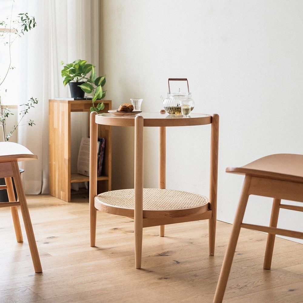 Bistro Rattan Round Side Table 3D model_1