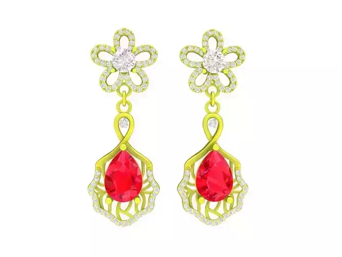 5923 luxury hongkong flower diamond earrings