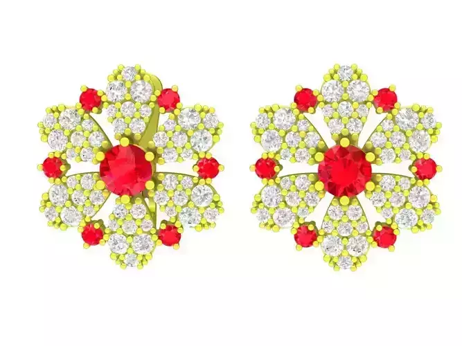 5926 flower diamond earrings