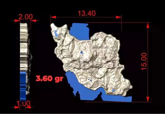 iran map 3D print model