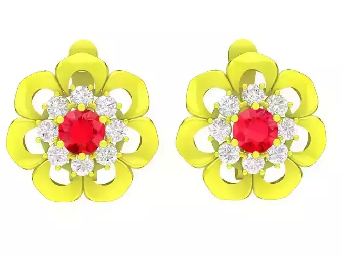 5940 korean flower diamond earrings