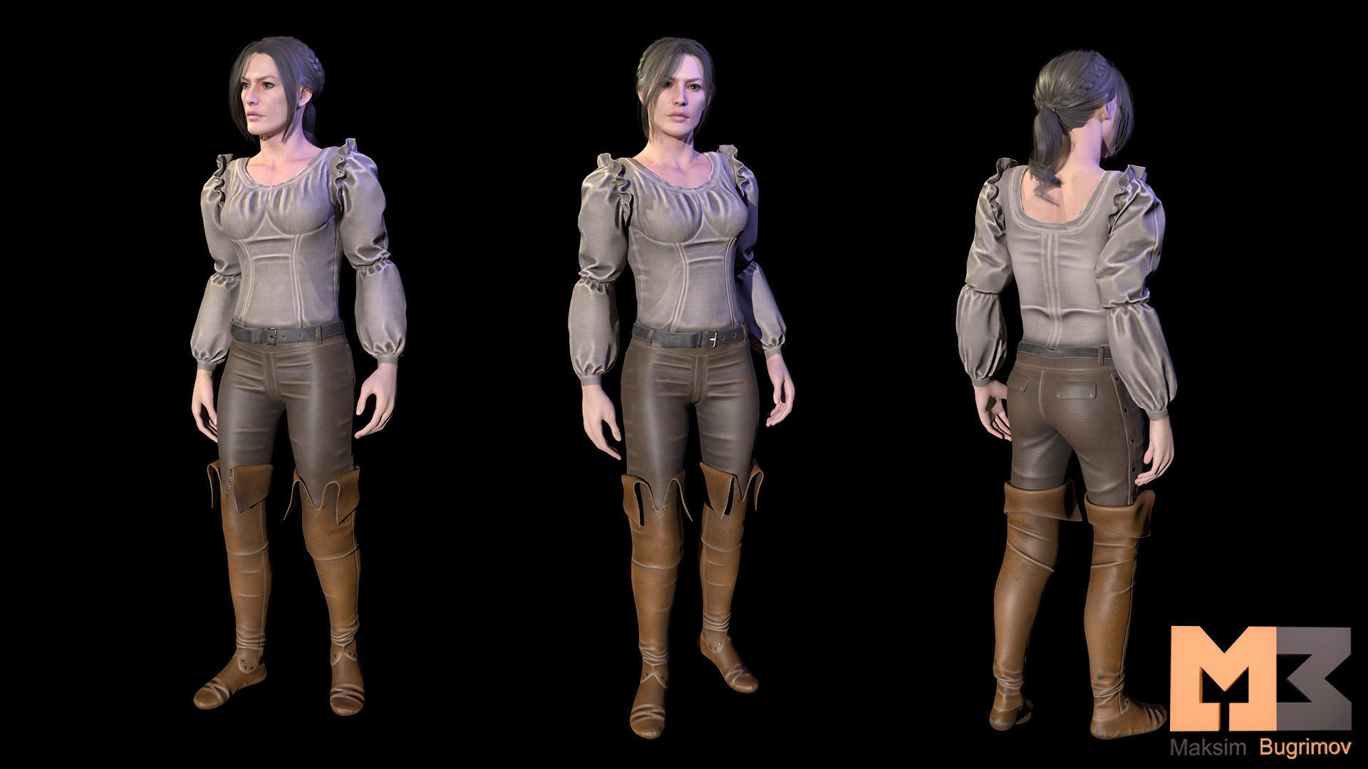 NPC Characters Female Pack Low-poly 3D model_6