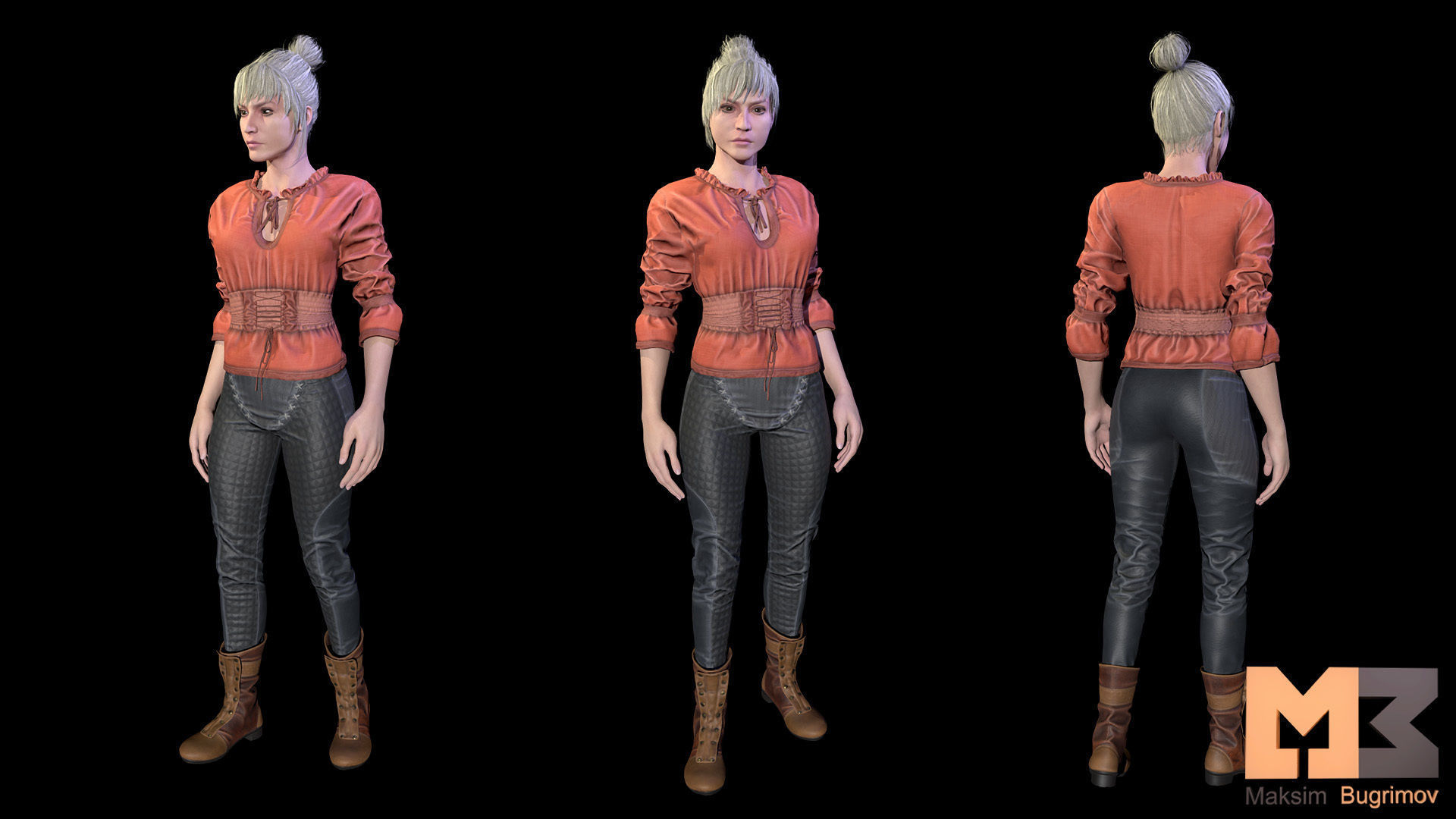 NPC Characters Female Pack Low-poly 3D model_8