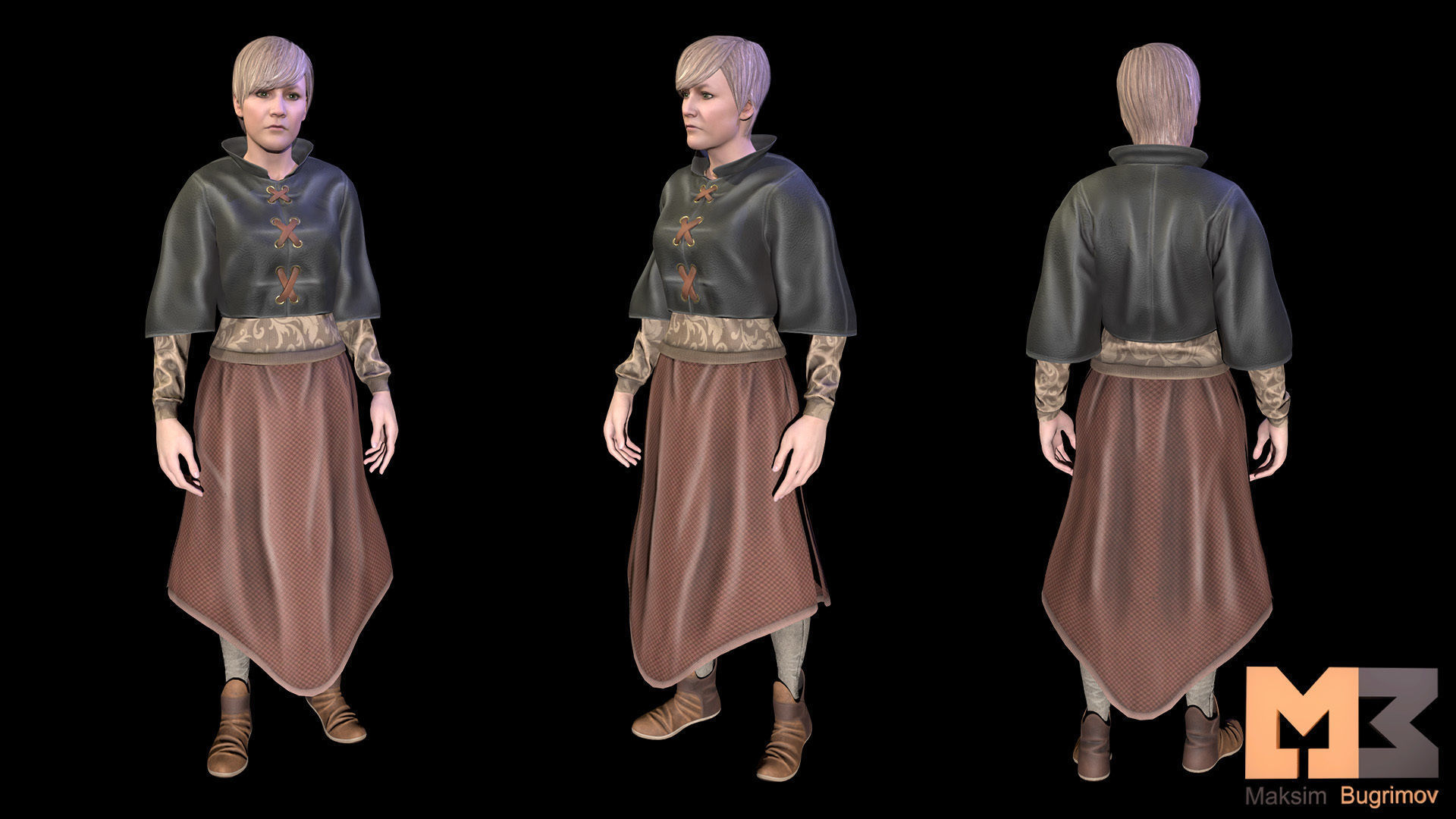 NPC Characters Female Pack Low-poly 3D model_5