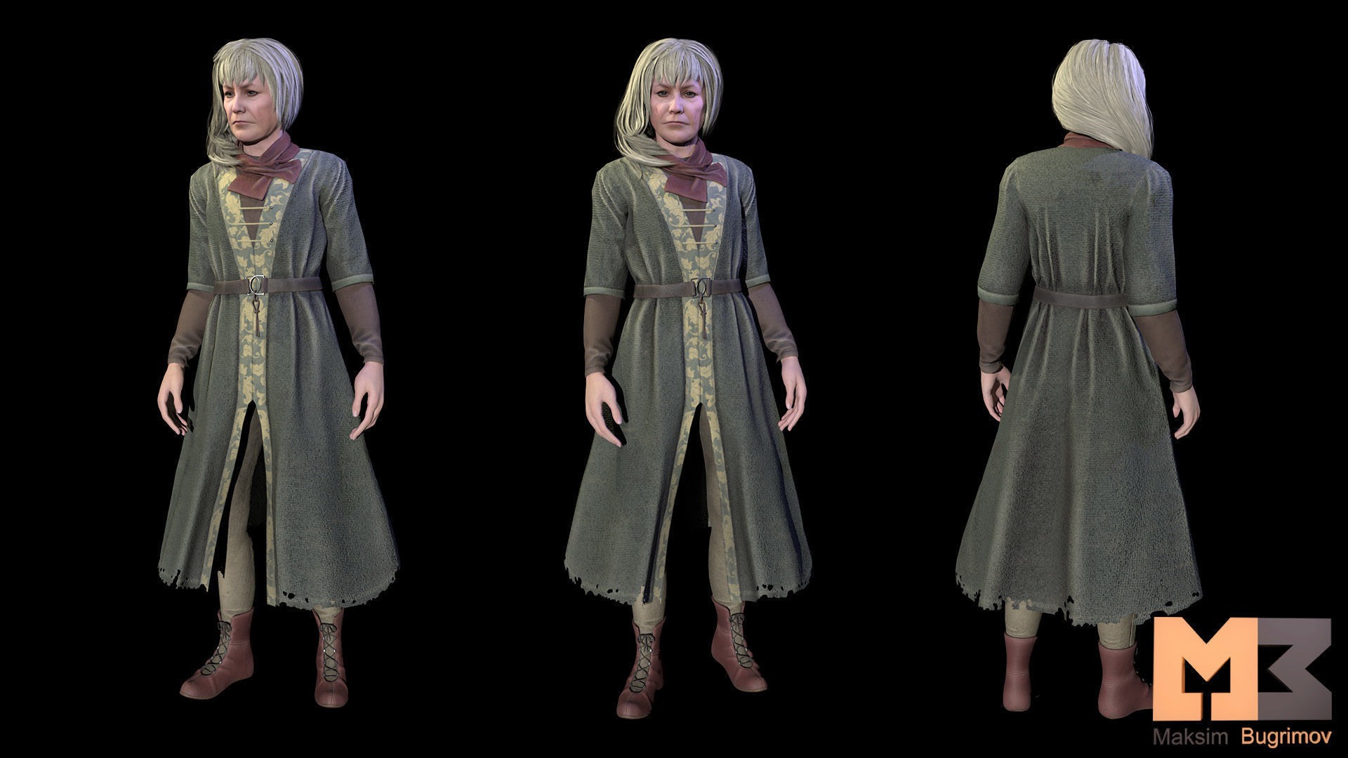 NPC Characters Female Pack Low-poly 3D model_7
