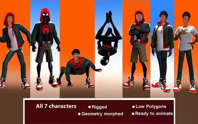 Miles Morales collection ragged morphed animated