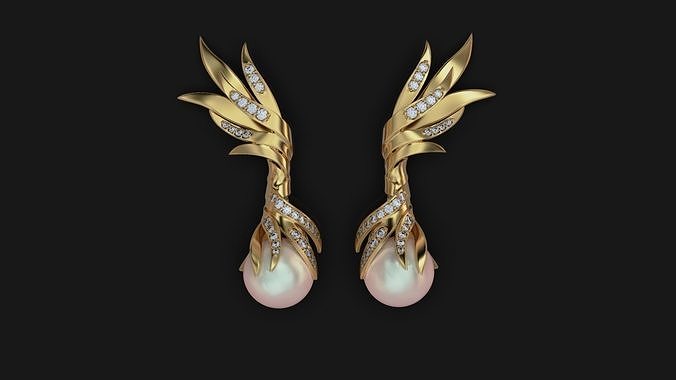 Pearl earring 3D print model