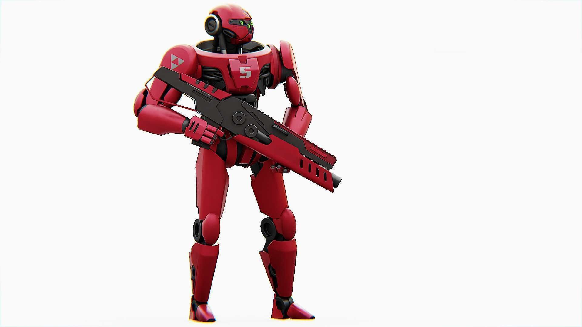 BATTLE DROID Z-9000  RIGGED 3D model_2