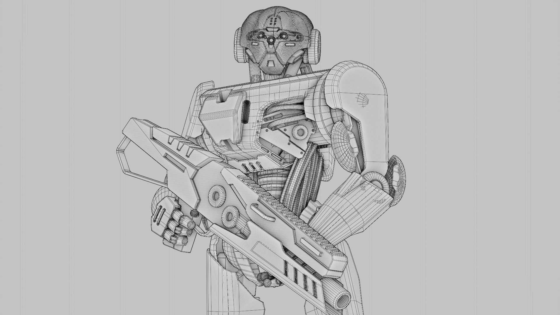 BATTLE DROID Z-9000  RIGGED 3D model_40