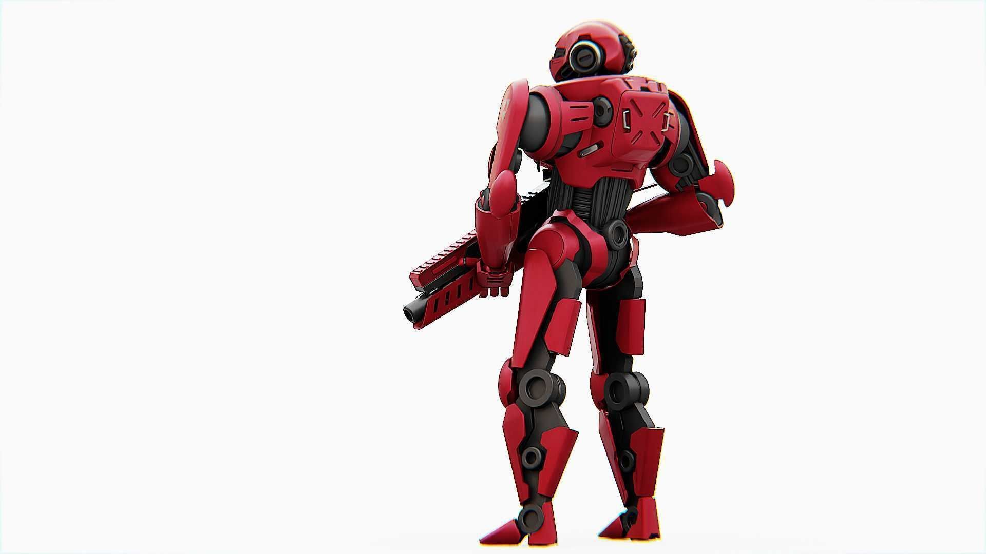 BATTLE DROID Z-9000  RIGGED 3D model_8