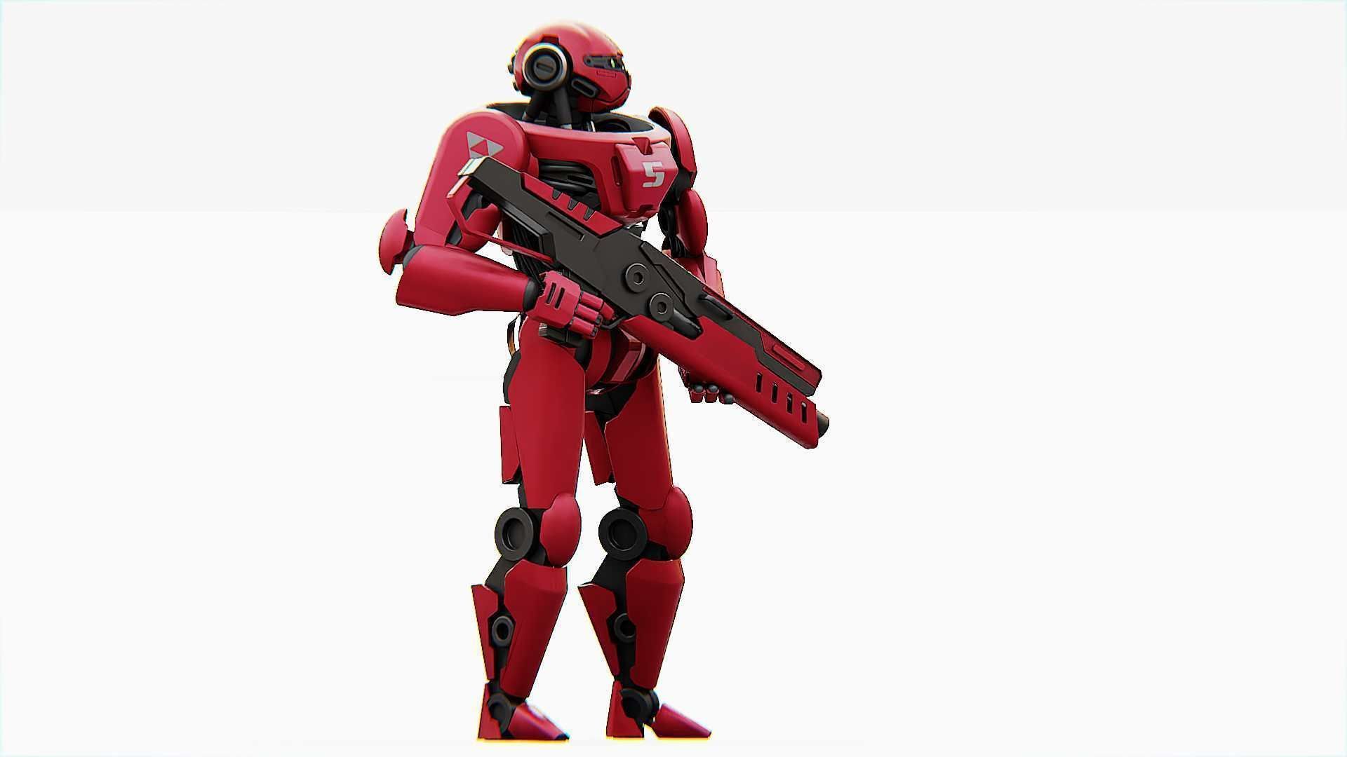 BATTLE DROID Z-9000  RIGGED 3D model_3