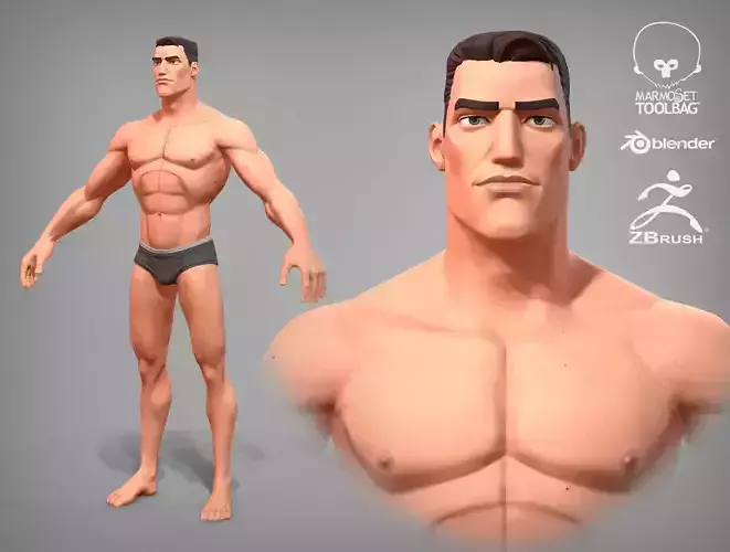 Cartoon male character Stan game ready Low-poly 3D model
