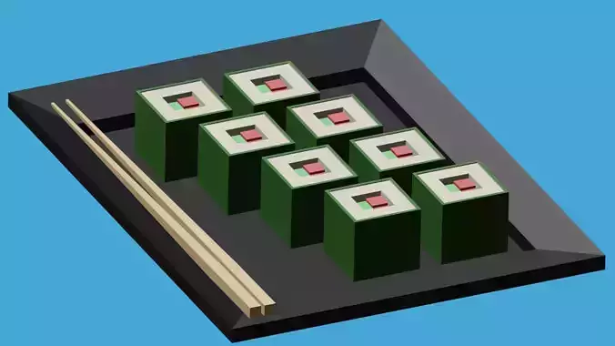 Low-Poly Sushi 3D Model - Stylized and Game-Ready
