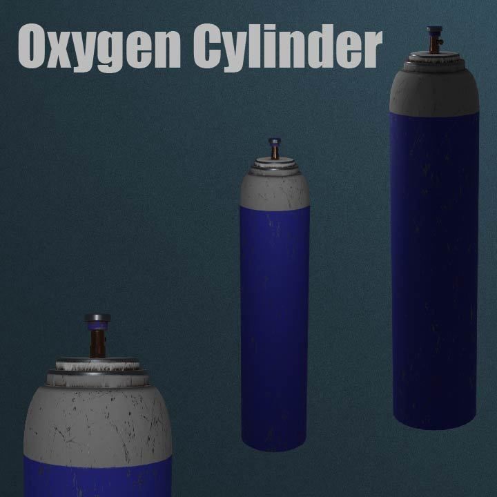 Oxygen Cylinder Low-poly 3D model