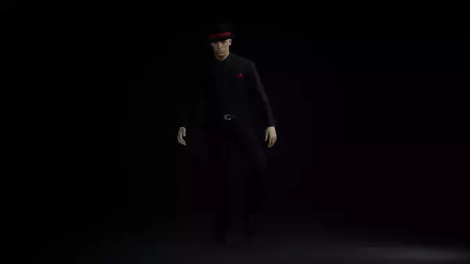 Noir Gangster in a suit Low-poly 3D model
