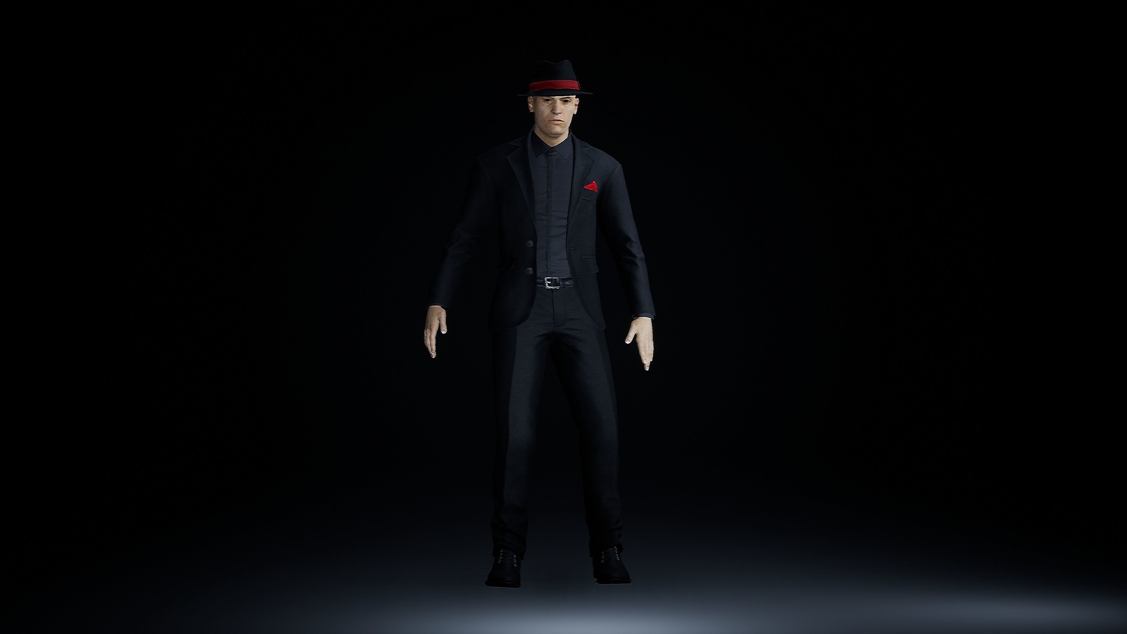 Noir Gangster in a suit Low-poly 3D model_3