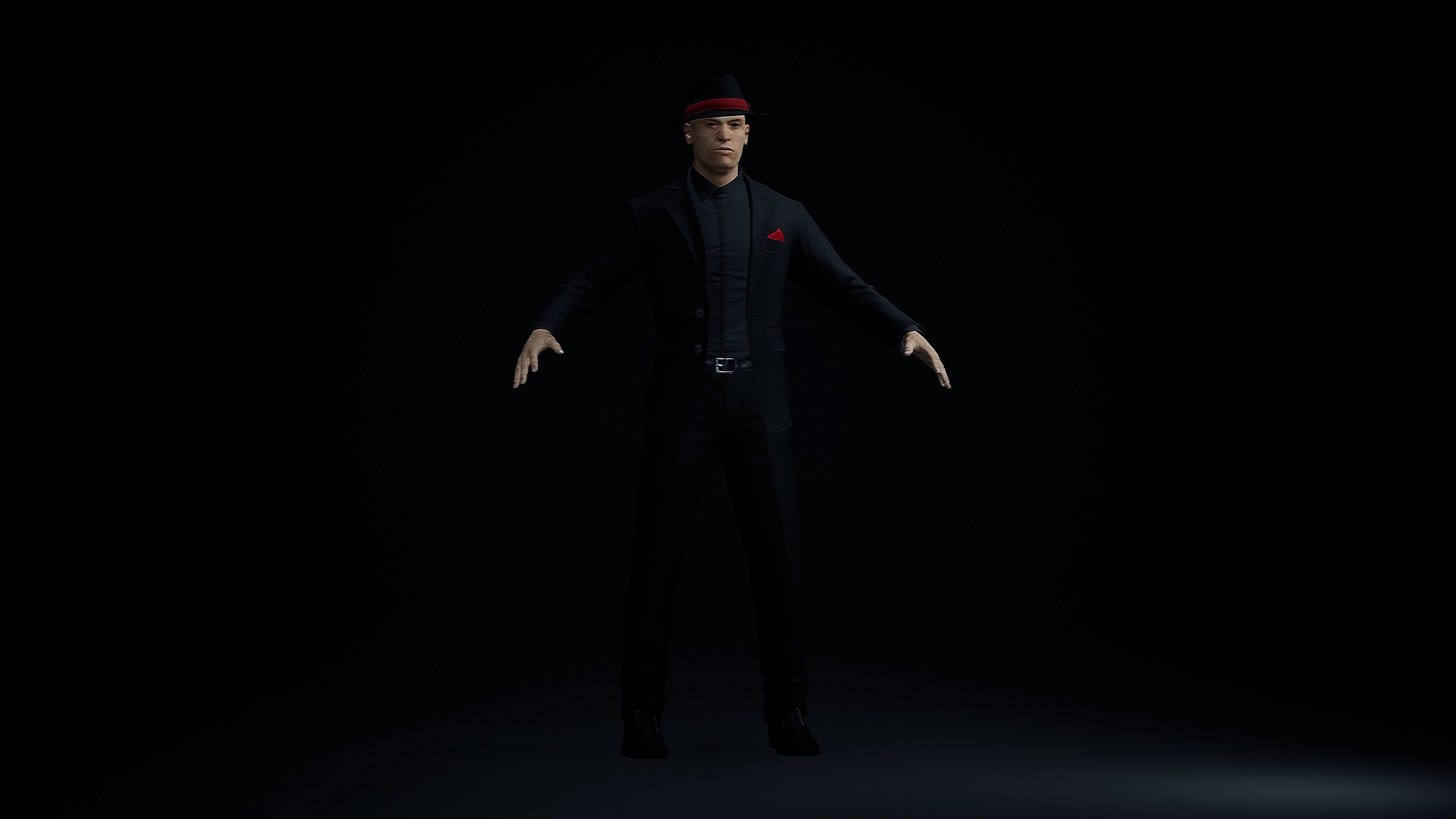 Noir Gangster in a suit Low-poly 3D model_7