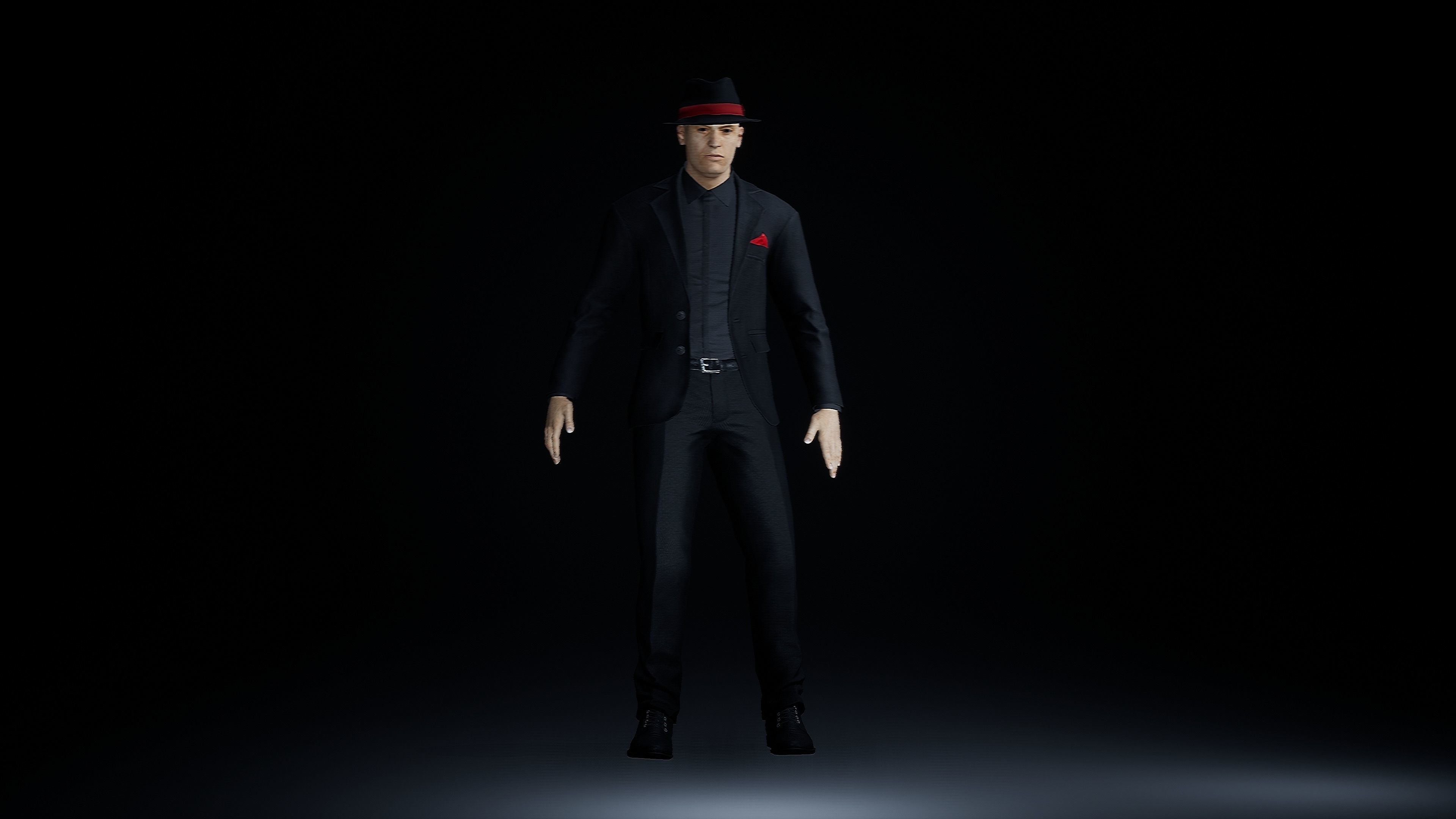 Noir Gangster in a suit Low-poly 3D model_5