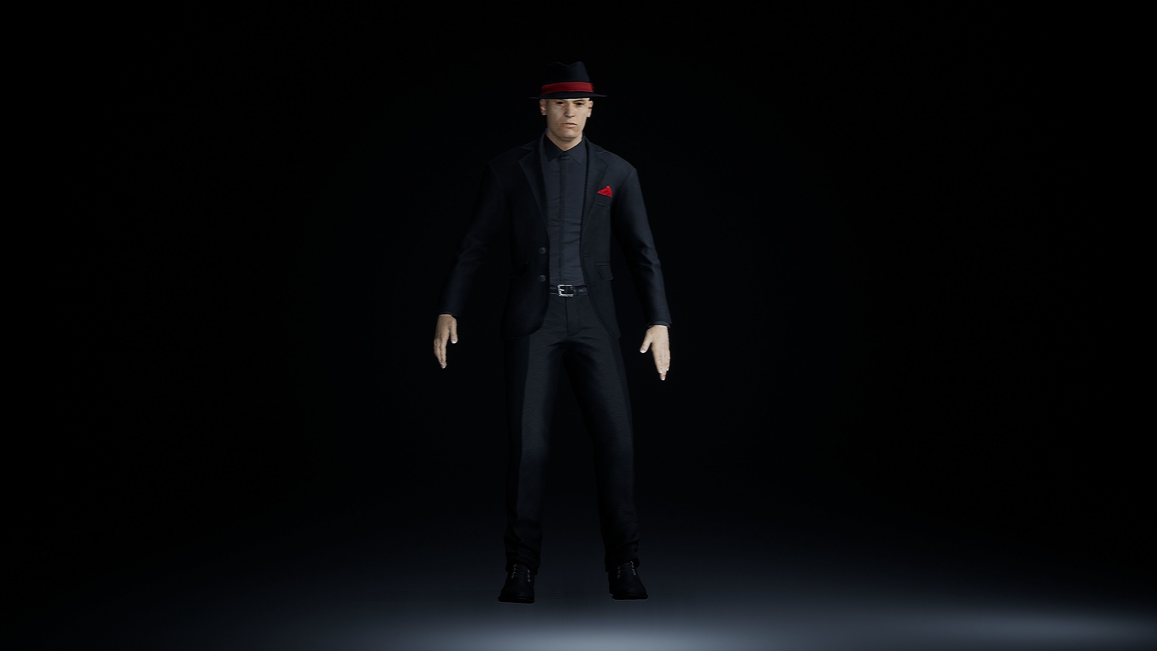 Noir Gangster in a suit Low-poly 3D model_4