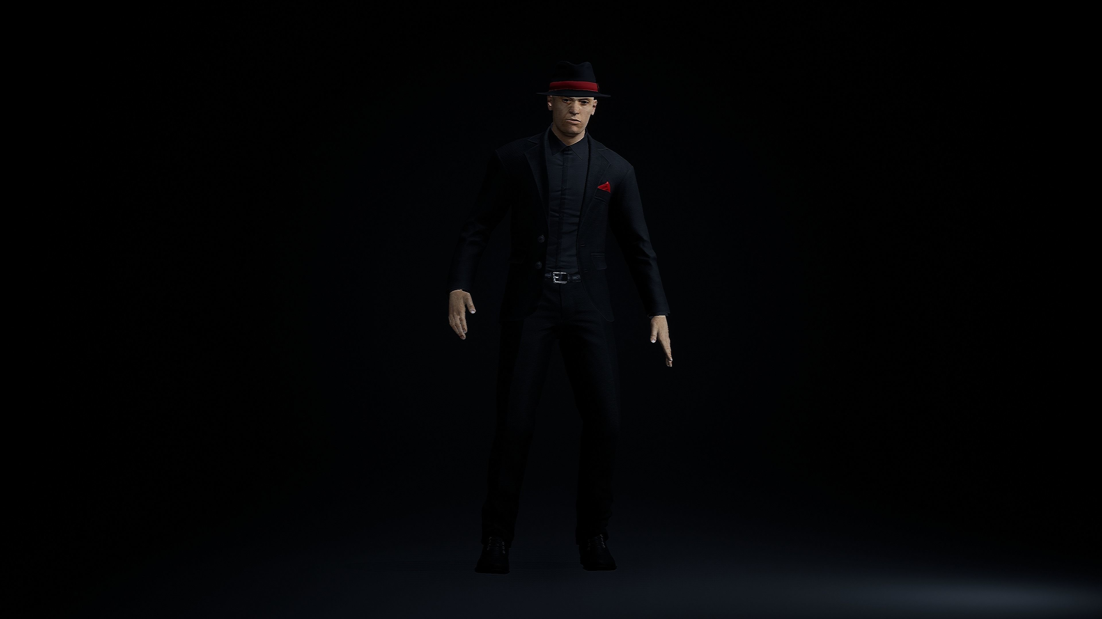 Noir Gangster in a suit Low-poly 3D model_2