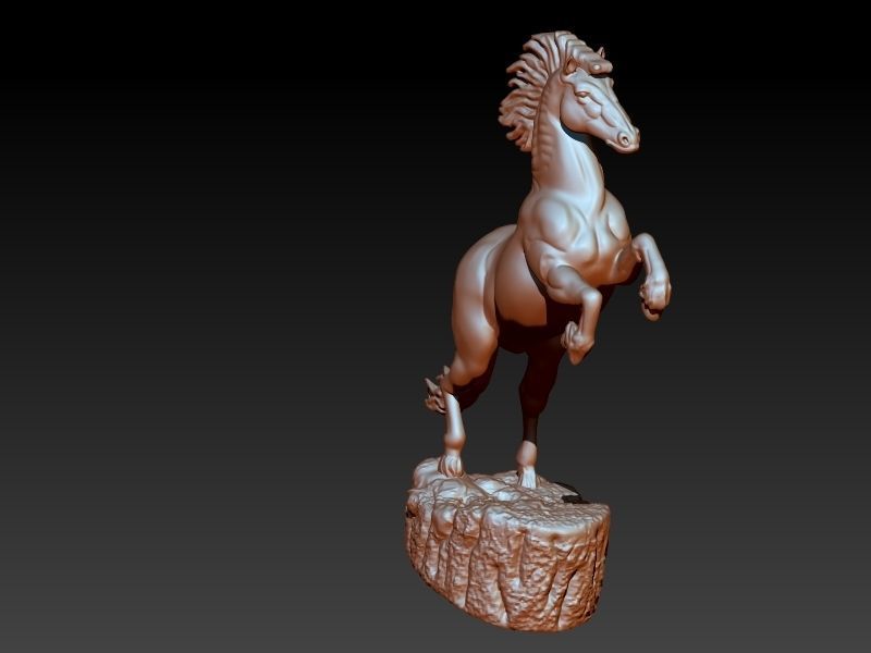 horse on rock 3D print model_3