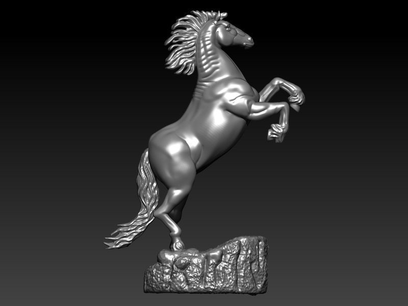horse on rock 3D print model_5