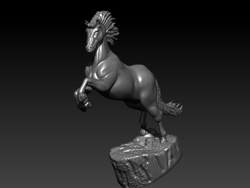 horse on rock 3D print model_1