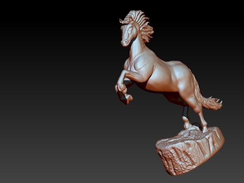 horse on rock 3D print model_4