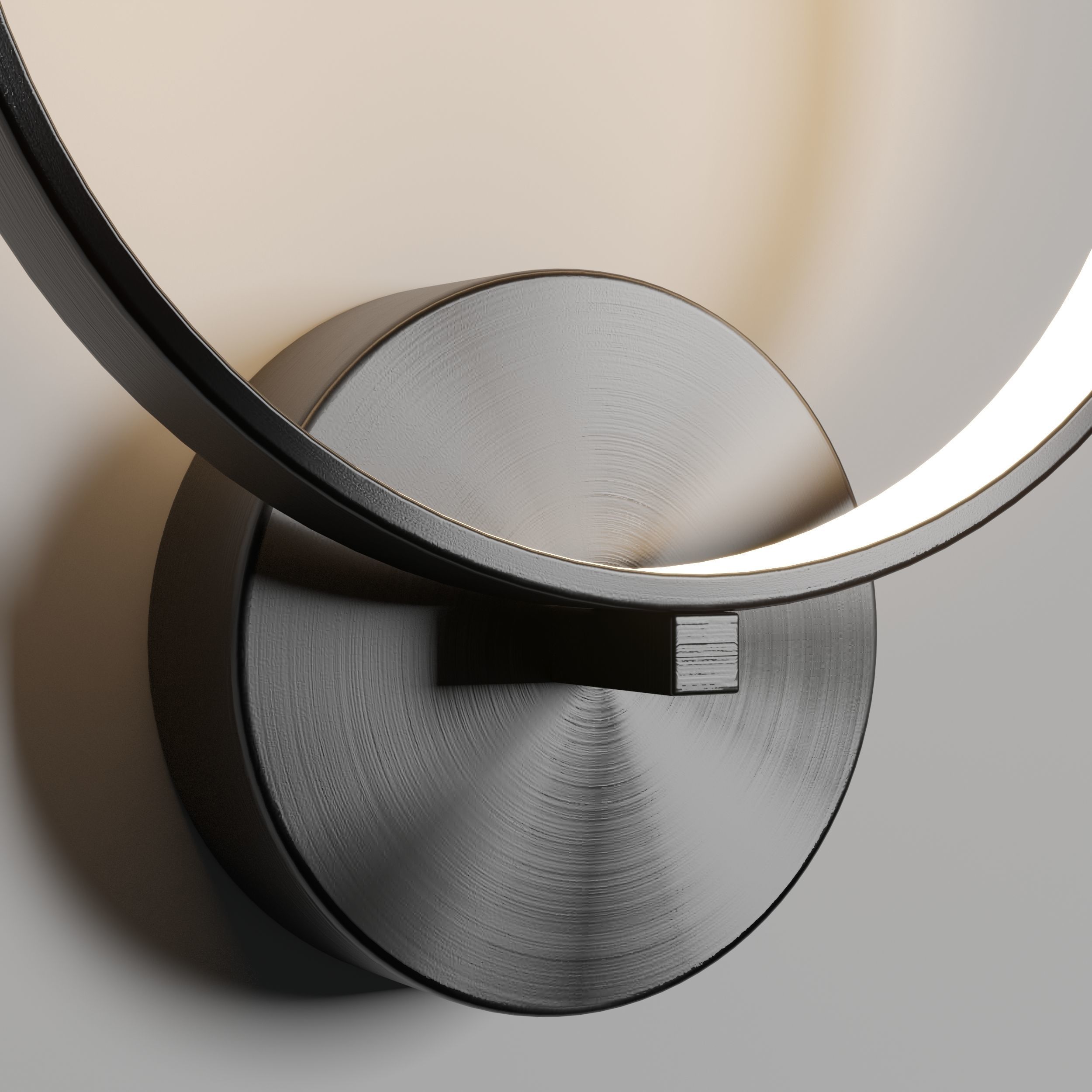 Claire - Circular Copper Wall Lamp black  gold Low-poly 3D model_5