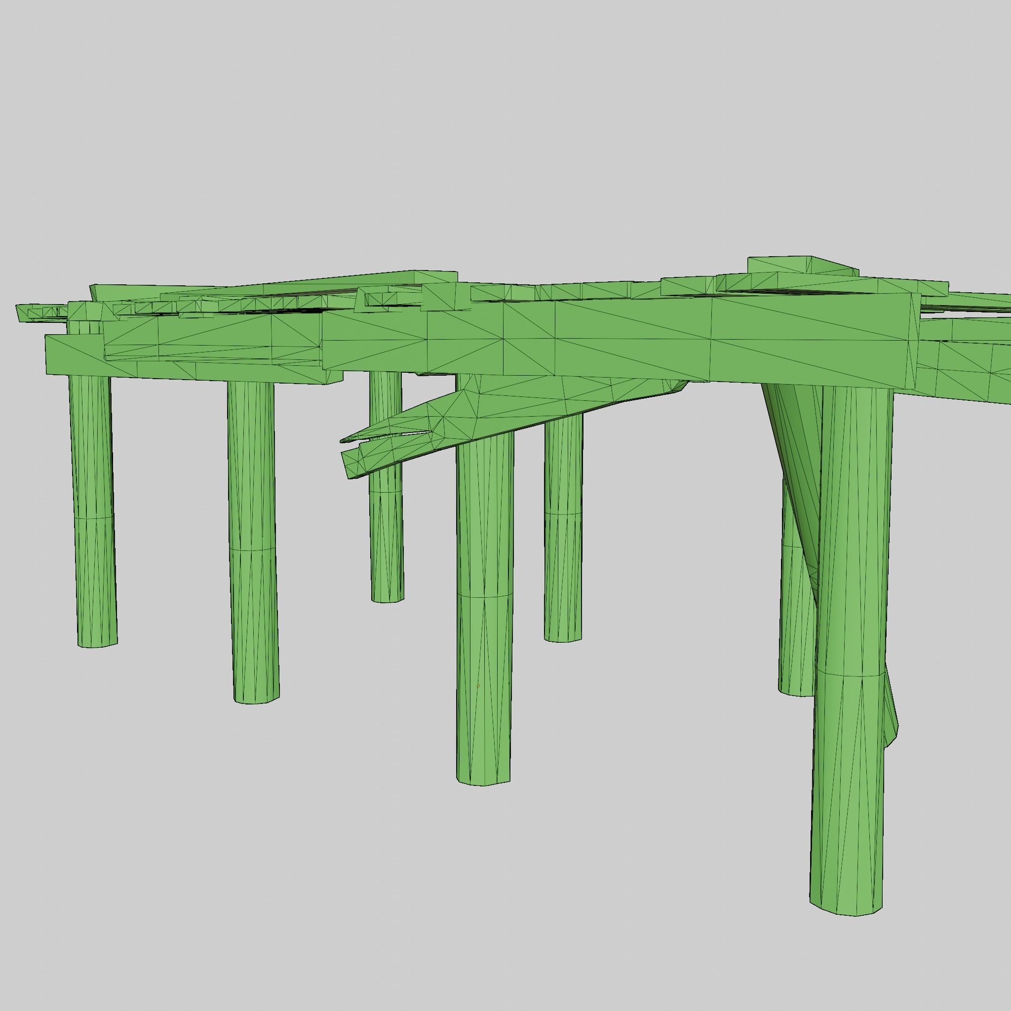 Old Broken Wooden Platform Low-poly 3D model_9