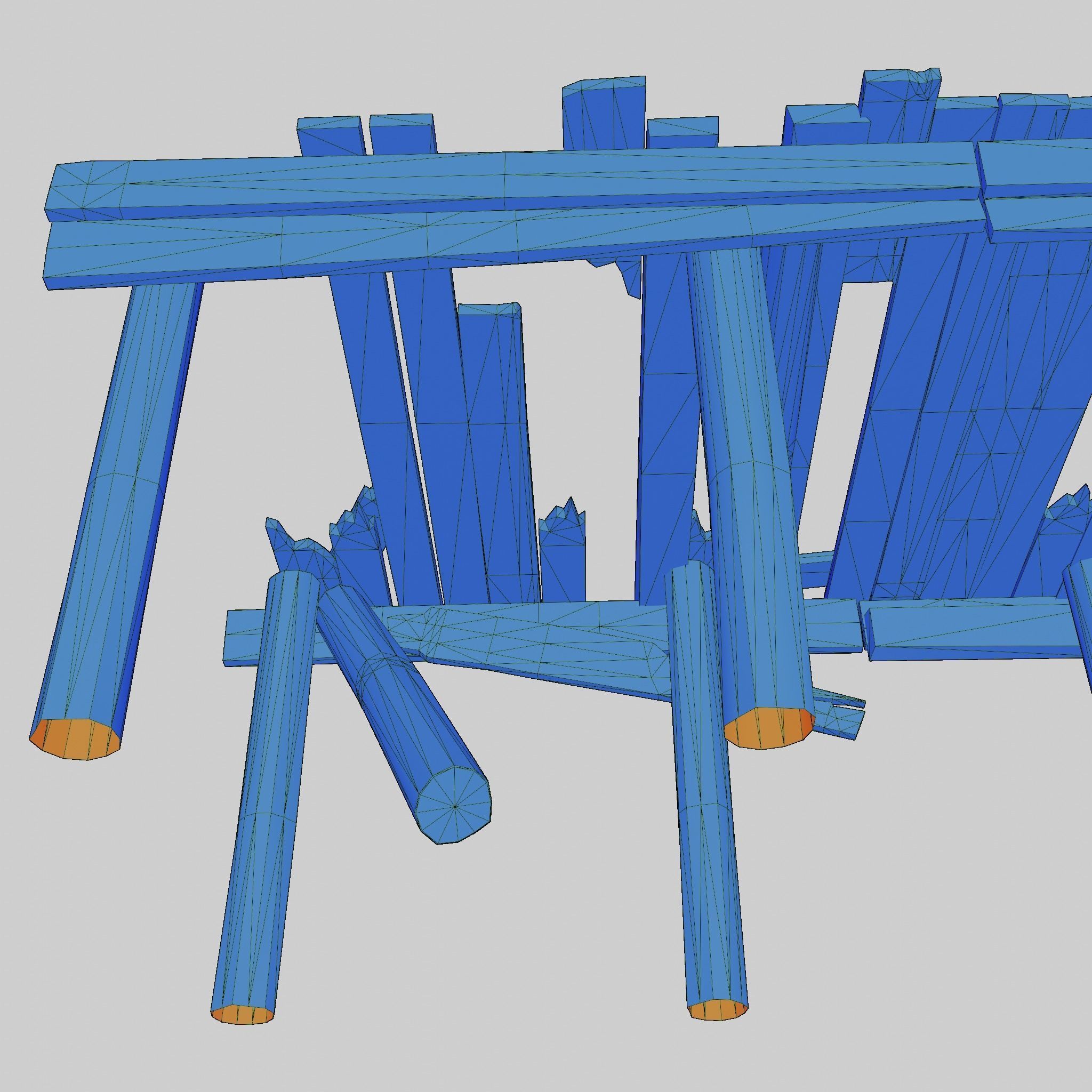 Old Broken Wooden Platform Low-poly 3D model_13
