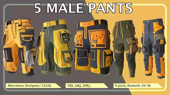 5 Male Cyberpunk Pants 