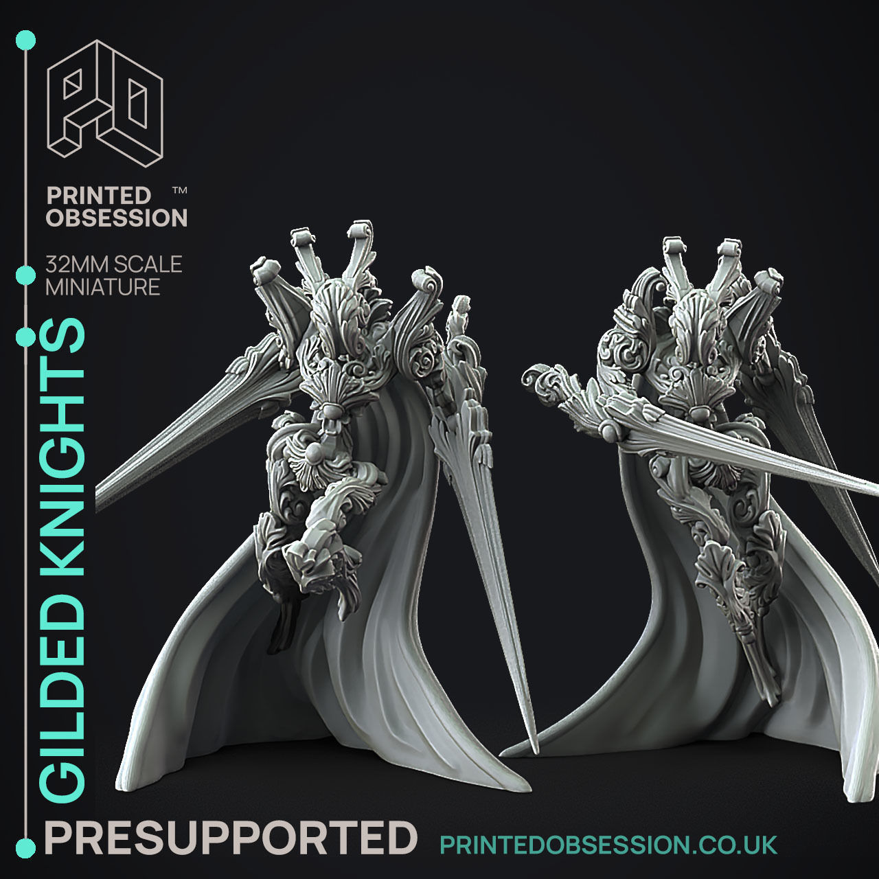 Gilded Knights - 3D Printable TTRPG - PRESUPPORTED - 32mm 3D print model_5