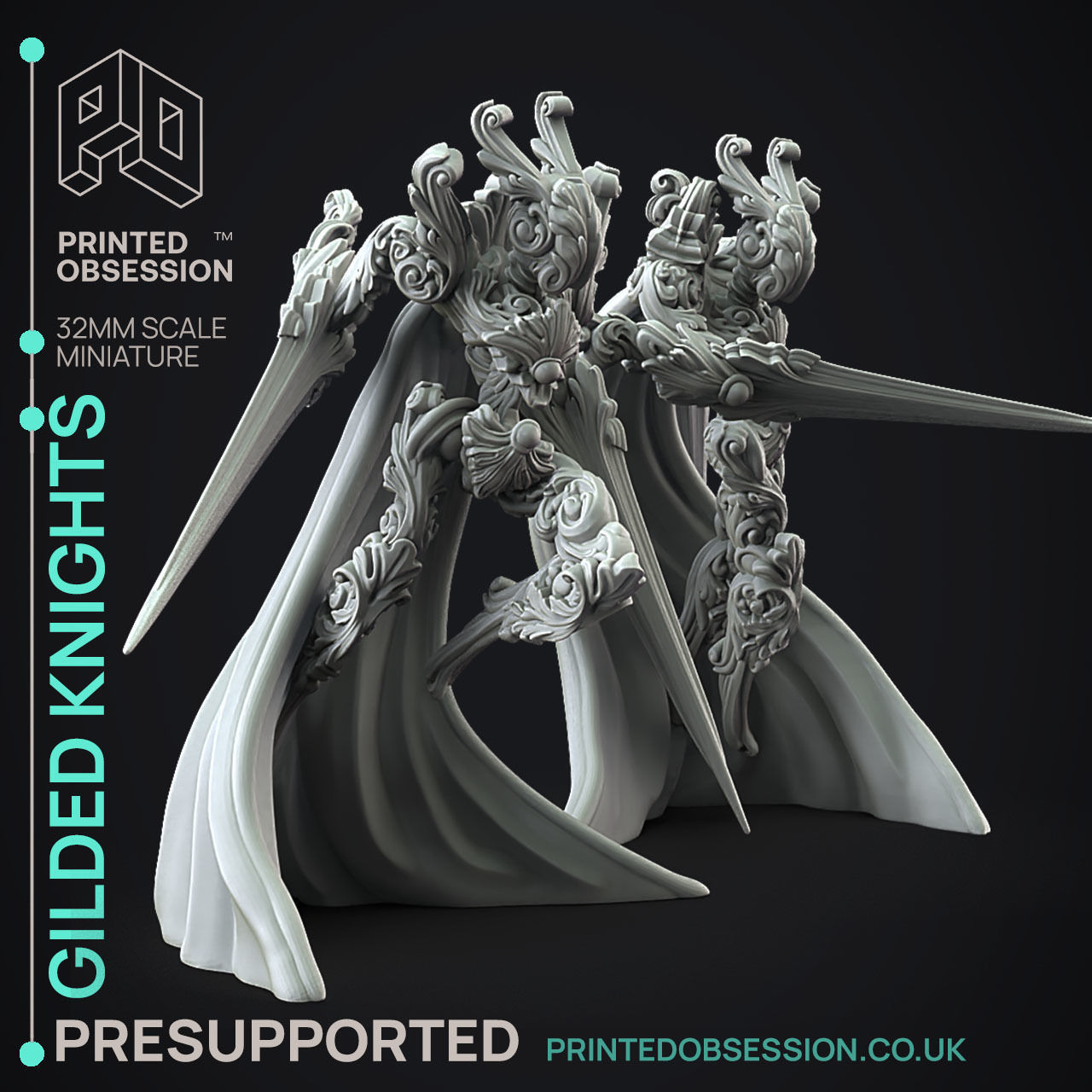 Gilded Knights - 3D Printable TTRPG - PRESUPPORTED - 32mm 3D print model_1