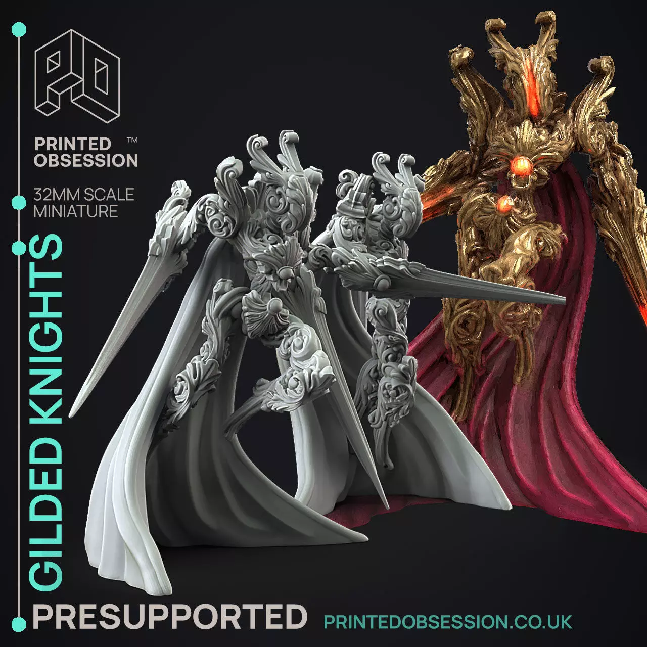 Gilded Knights - 3D Printable TTRPG - PRESUPPORTED - 32mm 3D print model_0
