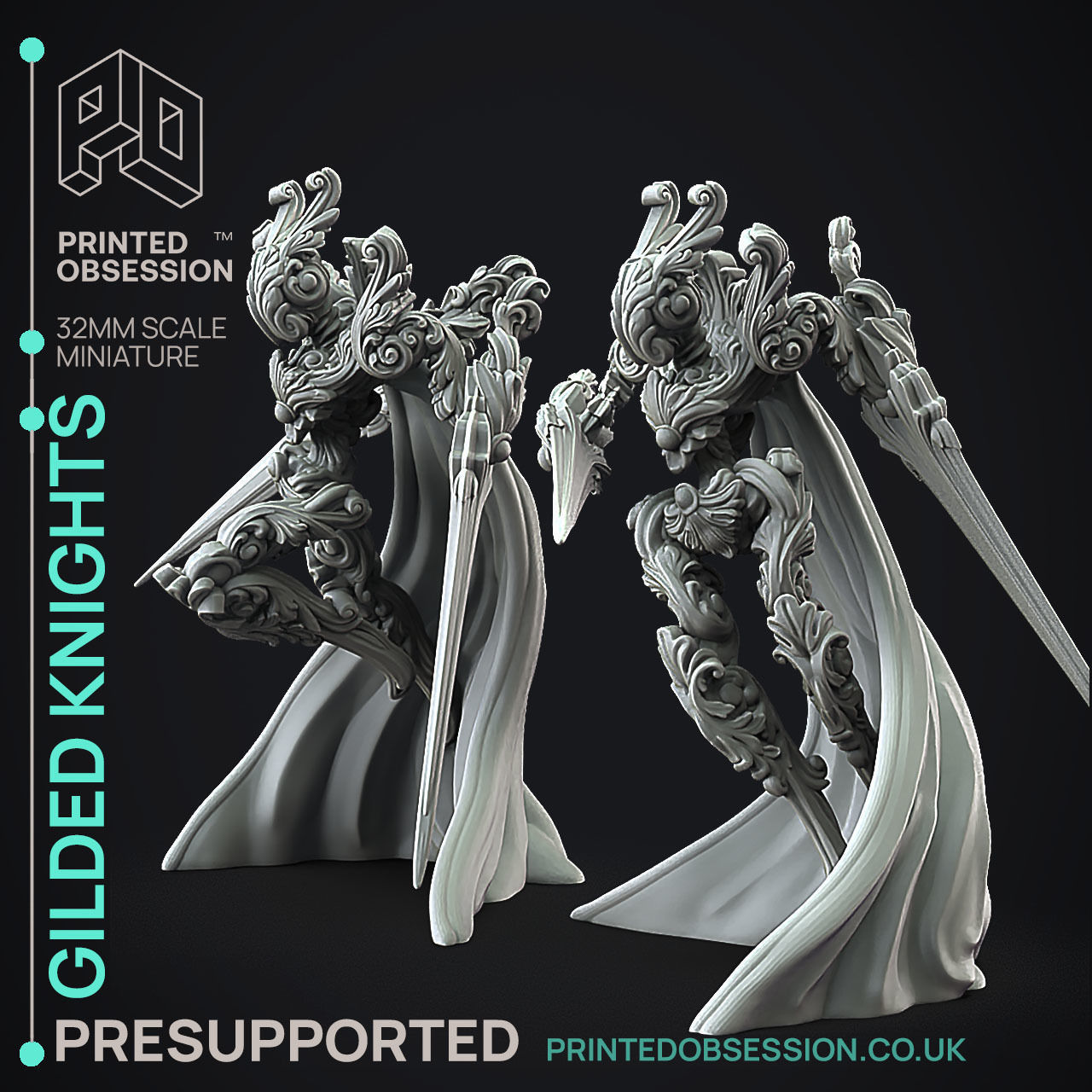 Gilded Knights - 3D Printable TTRPG - PRESUPPORTED - 32mm 3D print model_2