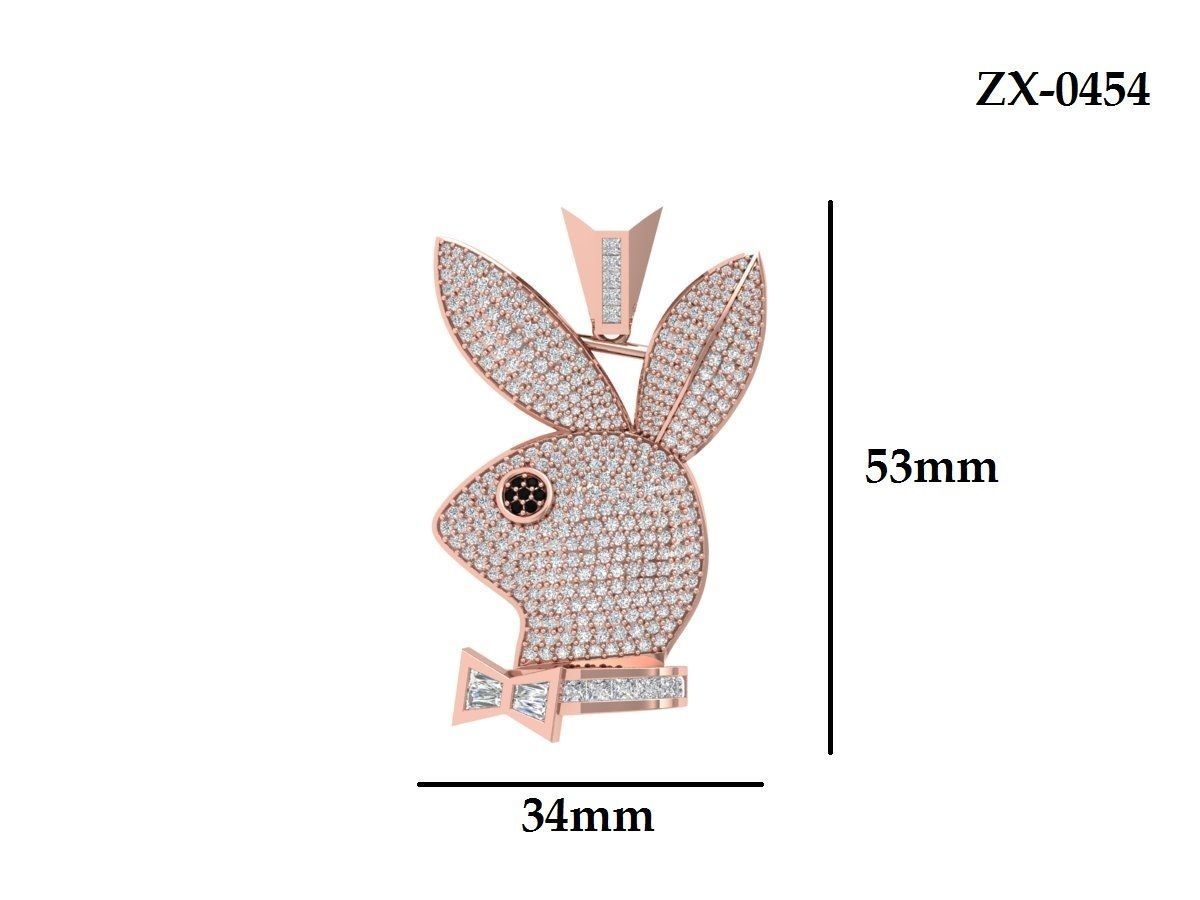  Rabbit Pendant  3D print model_3