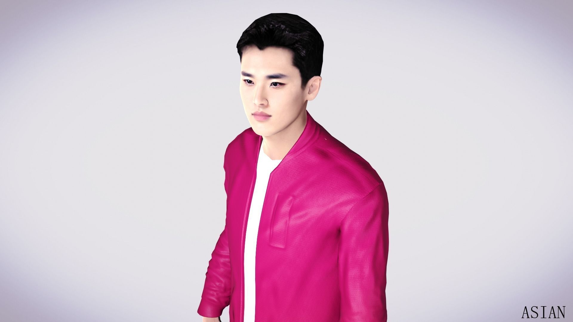 Realistic 7 Asian Male Characters Low-poly 3D model_1