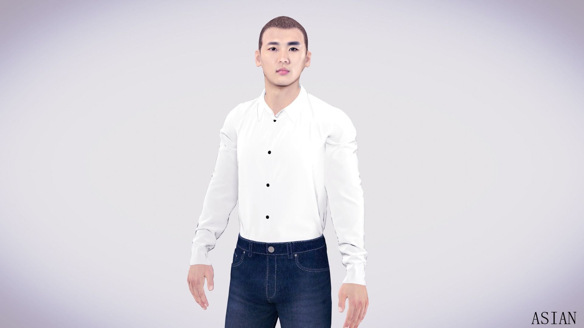 Realistic 7 Asian Male Characters Low-poly 3D model_13