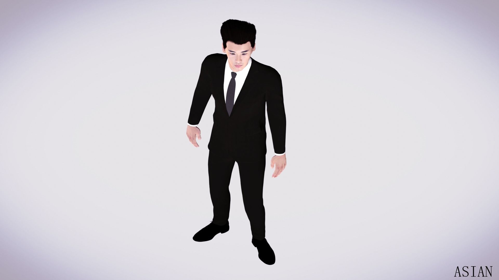 Realistic 7 Asian Male Characters Low-poly 3D model_8