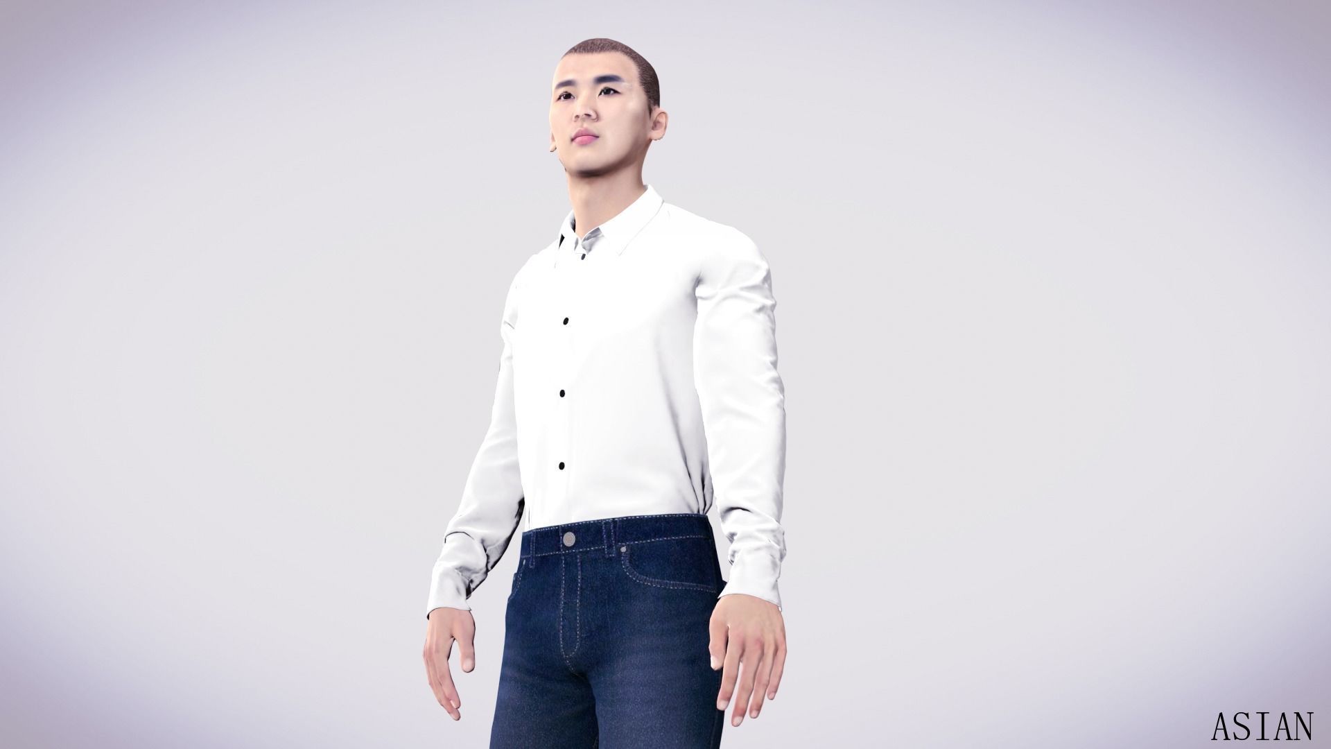 Realistic 7 Asian Male Characters Low-poly 3D model_14