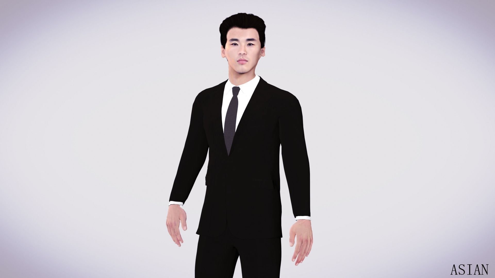 Realistic 7 Asian Male Characters Low-poly 3D model_7