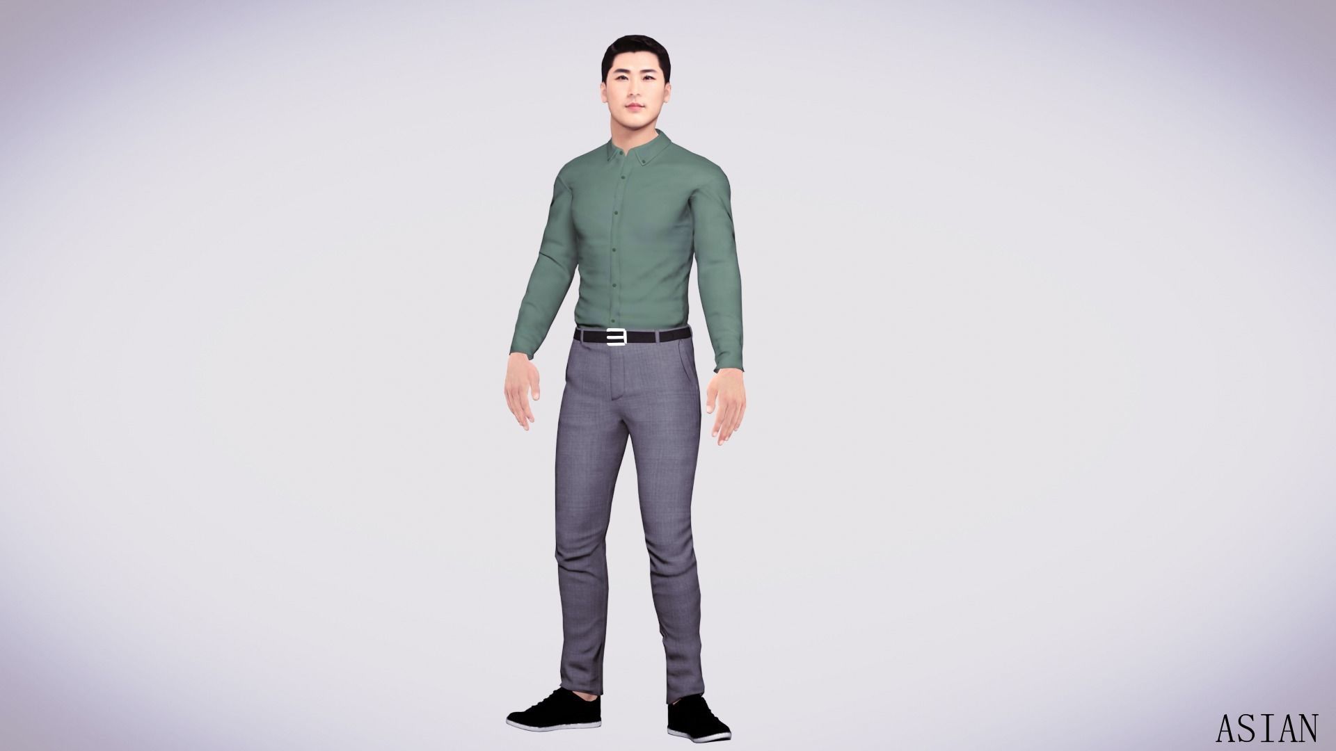 Realistic 7 Asian Male Characters Low-poly 3D model_19