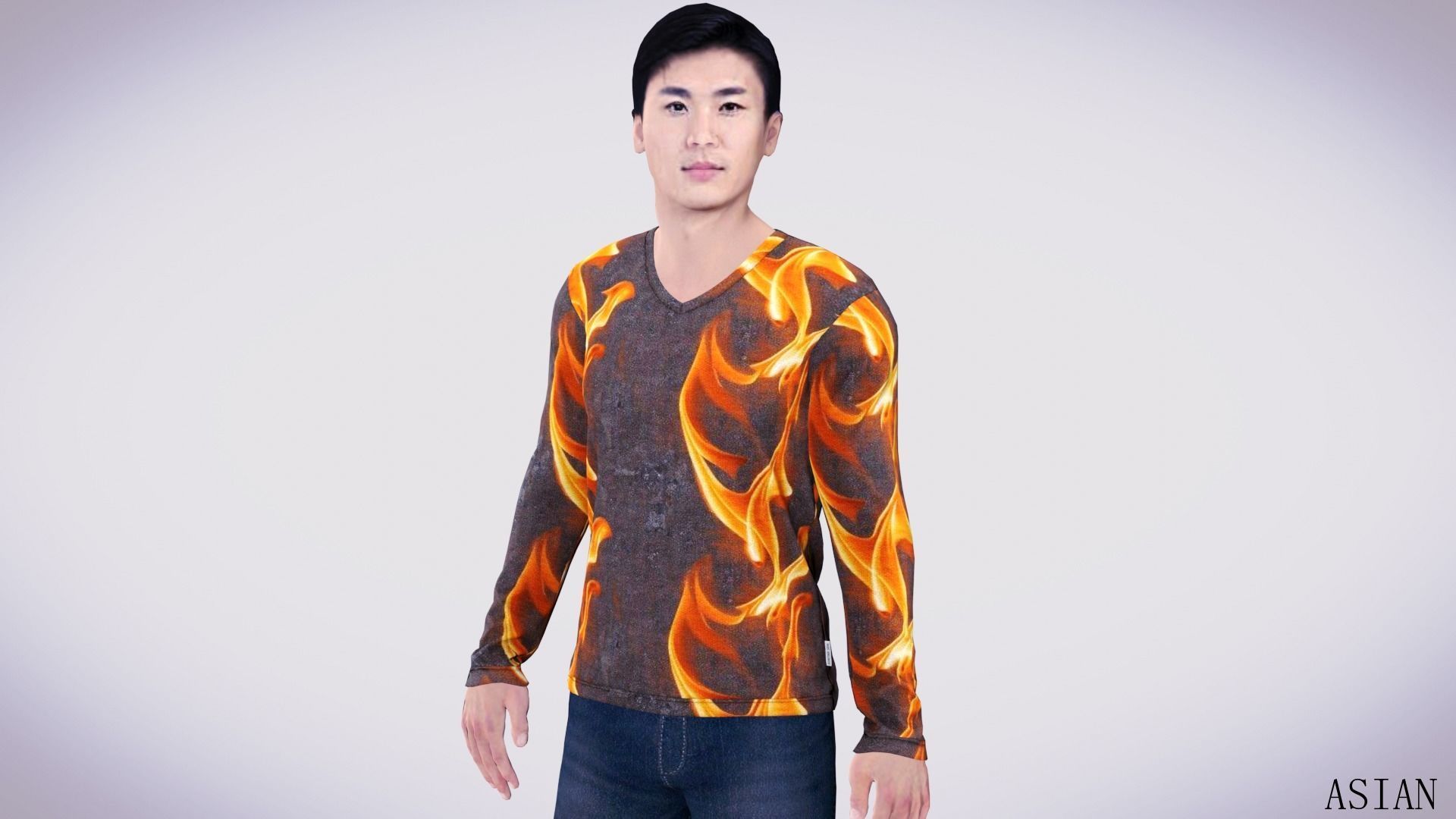 Realistic 7 Asian Male Characters Low-poly 3D model_6